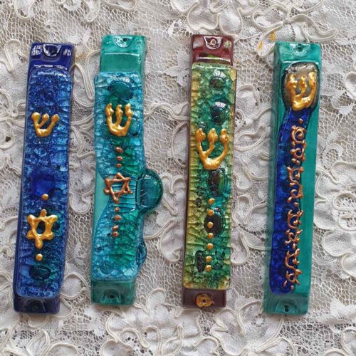 בתי מזוזה קרמיקה וזכוכית  אורך 17 סנטימטר