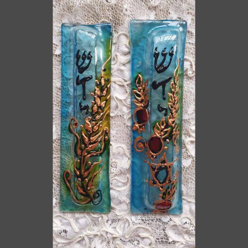 מזוזה זכוכית פיוזינג מצויירת 18 סנטימטר